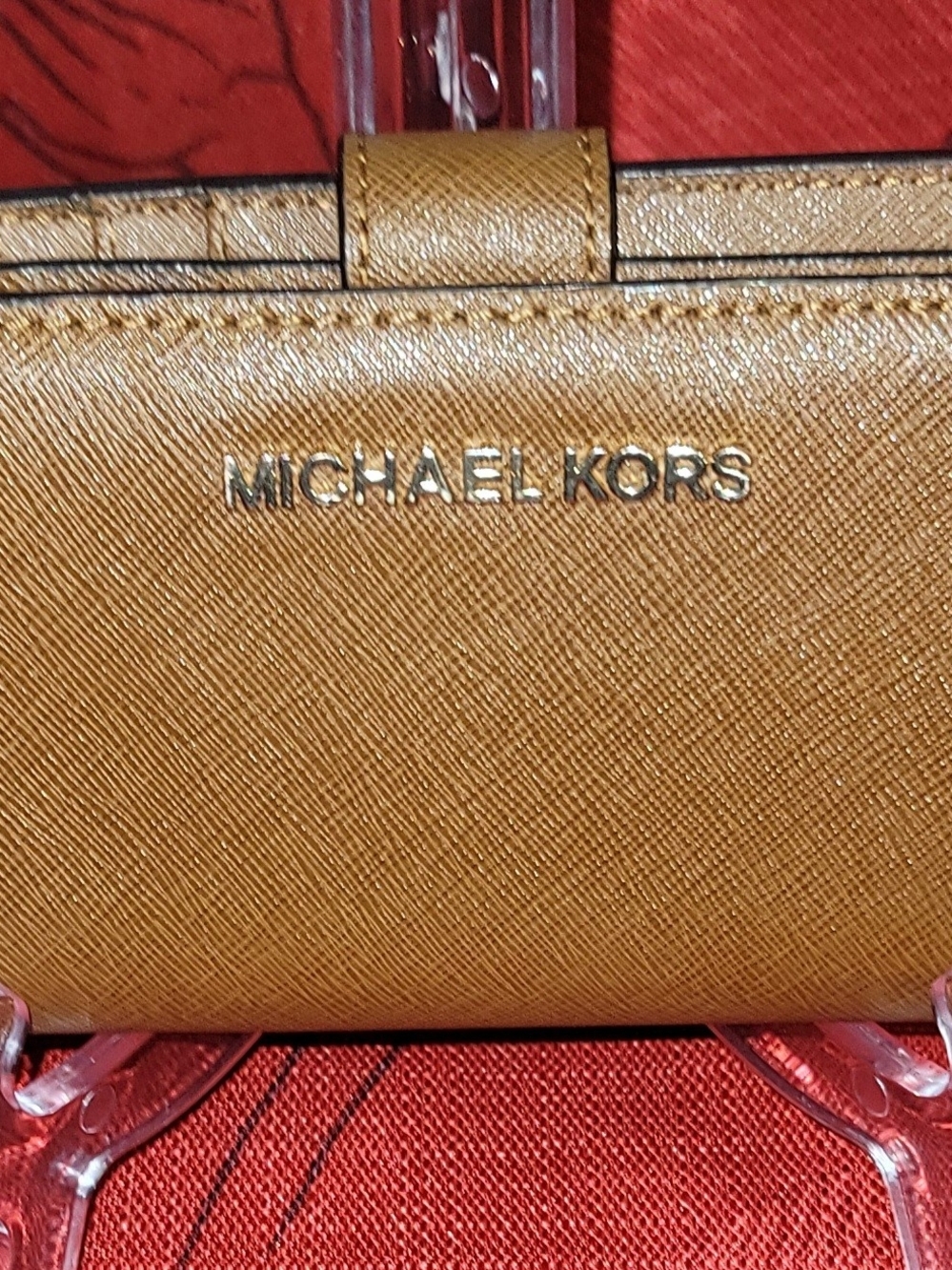Michael Kors Gold Brown Saffiano Leather Wallet